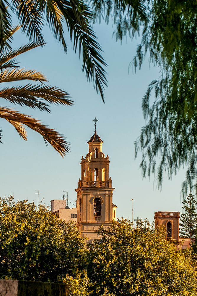 Church bell tower on the skyline, Valencia, Spain.